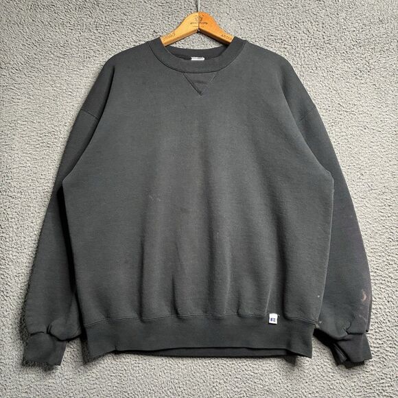 Vintage Russell Athletic Sweatshirt Mens XL Black Crewneck Fleece USA Made - Picture 1 of 15
